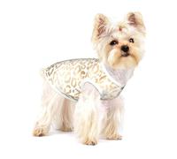 Élégant guépard léopard Blanc doré,T-Shirt sans Manches en Coton pour Animaux de Compagnie, Gilet Respirant, Extensible et Doux,S