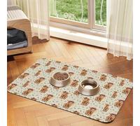 Élégant guépard léopard Blanc doré,Tapis d'alimentation imperméable pour Animaux de Compagnie, Sets de Table pour Chats et Chiens pour la Nourriture et l'eau, Tapis de Nourriture en Cuir PU,40x60cm