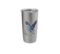 Élégant héron volant pour observer les oiseaux des zones humides Gobelet isotherme en acier inoxydable double paroi