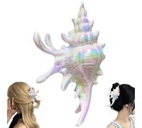 Elegant Holographic Conch Shape Hair Claws, Non Slip Strong Hold Hair Barrette for Thick Hairs, for Women Girls Trendy Hair Accessories Fashion Hair Clip Adornment (A)
