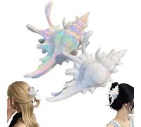 Elegant Holographic Conch Shape Hair Claws, Non Slip Strong Hold Hair Barrette for Thick Hairs, for Women Girls Trendy Hair Accessories Fashion Hair Clip Adornment (C)