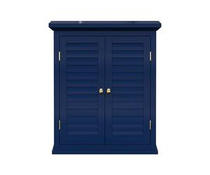 Elegant Home Fashions Armoire Murale 2 Portes Lamelles Bleu Marine