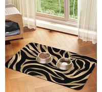 Élégant imprimé Animal Noir zèbre métallisé doré,Tapis d'alimentation pour Animaux de Compagnie, Sets de Table en Cuir PU pour Chats et Chiens,30x45cm