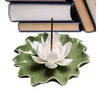 Elegant Incense Holder, Cute Flower Stick Holder, 3.54x1.18 inches Ceramic Tray with Leaf Base, Meditation Incense Stand, Home Decor with Stylish Design, Living Room Decor for Yoga Living Room