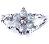 Élégant joyería de dedo Anillos de ópalo Hermosa Flor en forma de anillo de dedo hueco Joyas Festival Decoración de Fiesta, Azul, 10# Fashion in Practical