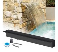 Élégant kit de fontaine à eau murale avec débordement - Fonction cascade extérieure idéale pour jardin, piscine et terrasse - Améliore l'esthétique du paysage et crée une ambiance relaxante