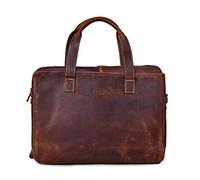 Elegant Leder Élégant Sac à bandoulière Classique en Cuir de Vachette véritable Marron Taille XL 15,6 Pouces