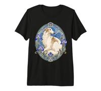 Élégant lévrier Russe Borzoi Art Nouveau T-Shirt Haut de Gamme