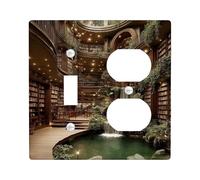 Elegant Library Plaque d'interrupteur cascade Design inspiré de la nature verte pour décoration d'intérieur, taille standard, duplex thermoplastique à bascule
