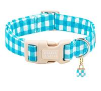 Elegant little tail Collier pour chien Motif carreaux vichy Bleu Taille L | Collier robuste à dégagement rapide pour chiens de petite, moyenne et grande taille, idéal pour la promenade quotidienne