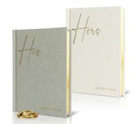 Élégant livre de vœux de mariage en lin avec lettrage en feuille d'or - Livres de vœux pour elle et lui avec beaucoup de pages pour écrire tout ce qui est sur votre cœur - Un bel ajout pour le jour du