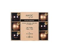 Elegant Lounge Lot de 12 boules de Noël, en verre, 4 cm, dans une boîte en carton, marron et beige