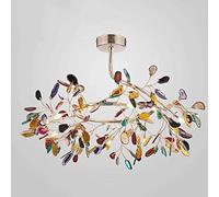 Élégant Lustre En Cristal Lumières,Semi Encastré Salon Salle À Manger Bar Café,Spectaculaire Pendant L'éclairage,G4 Firefly Lampe,Post-Moderne Agate Lustre-Or Et Agates Colorées 11