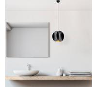 Élégant lustre noir, corps en métal, hauteur réglable 40-115 cm, Ø 25 cm, douille E27, câble de 90 cm, design moderne pour la maison et le bureau | IP20