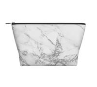 Élégant Marbre Chic Blanc Gris Argent Glitter, Trousse de Toilette Trousse de Maquillage Sac à cosmétiques Trousse de Toilette de Voyage Portable
