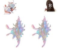 Elegant Metal Conch Shaped Hair Claw, Jewelry Clip Adornment, 5" Large for Thick Hair Women, All-Day Hold (colorful 2pcs)