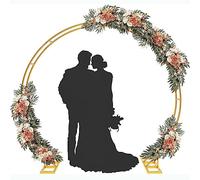 Elegant Metal Wedding Arch, Circular Moon-Shape Arbor in Gold/Black/White, Rustproof & Sturdy Garden Decoration for Wedding Parties and Events, Stunning Outdoor Setup