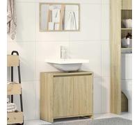 Élégant meuble de salle de bain avec miroir et grand rangement, 1 compartiment et 2 portes, fabriqué en bois d'ingénierie résistant à l'humidité, facile à nettoyer et à entretenir