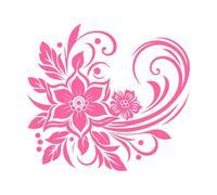 élégant motif floral avec des tourbillons de feuilles et des points détaillés sur une œuvre d'art illustrative Stickers gravés 42x46.3cm Décoration de magasin Rose