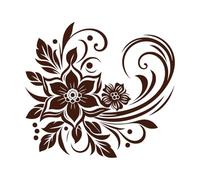 élégant motif floral avec des tourbillons de feuilles et des points détaillés sur une œuvre d'art illustrative Stickers gravés 42x46.3cm Peinture murale artistique Café