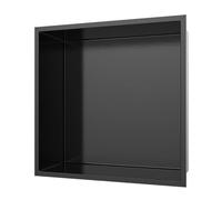 Élégant noir en acier inoxydable carré de rangement encastré mural de rangement étanche sans couture pour salle de bain, salon et toilettes Organisation