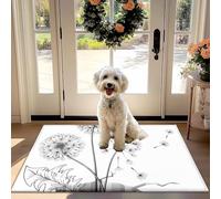 Élégant Noir Pissenlit Motif de Non-Slip Absorbant Porte Mat - Anti-Poussière Tapis pour Porte d'entrée, Couloir, Cuisine