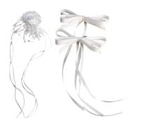 Élégant nœud à cheveux avec clip en métal - Collier ras du cou - Longue queue - Pinces à cheveux pour femmes et filles