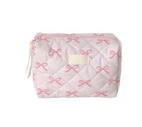 Élégant nœud imprimé organisateur cosmétique grande capacité support de toilette spacieux fermeture éclair femme sac de maquillage avec sac de rangement en tissu