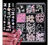 Élégant papillon 3D Nail Art avec motifs de cœurs fraises 12 styles mélangés pour fête de mariage Décorations en forme de cœur