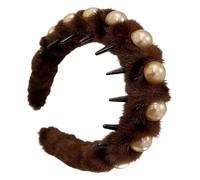 Elegant Pearl Headband - Girls Non Slip Hair Tool for Daily Styling | Comb Teeth with Soft Plush Texture, Women Lady Mother Present, Female Friend Teacher Prop, Party Birthday Accessory for Photo Shoo