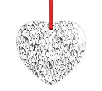 Élégant pendentif en acrylique motif foule de pingouins avec un ruban rouge. Chaque pendentif est perforé avec un ruban rouge de 25 cm, taille unique