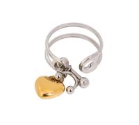 Élégant pendentif en forme de cœur doré en acier inoxydable double couche pour femme, idéal pour un usage quotidien, Taille unique, Comme décrit, Comme décrit.