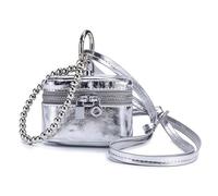 Élégant petit sac interchangeable charme charmant porte-monnaie portefeuille accessoire texture cuir convient à un usage quotidien sac cosmétique en cuir portable, Argent (Silver), Taille unique