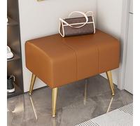 Élégant petit tabouret à chaussures, repose-pieds en métal, tabouret de coiffeuse en bois pour entrée, salon, balcon, dressing - Coussin en éponge douce, design moderne