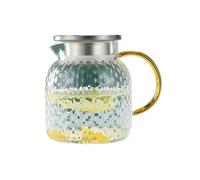 Élégant Pichet à eau en verre avec couvercle filtrant et bec verseur Carafe résistant la chaleur for boissons chaudes froides Bouteille de thé glacé maison Ensemble bouilloire(1.8L)