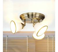 Élégant Plafonnier Salon Bain Verre E14 Ø40cm en Bronze Tournant Art Nouveau