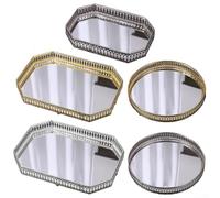 Élégant plateau de rangement décoratif avec miroir vintage, parfait pour la maison, le café et le restaurant (C)