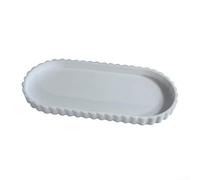 Élégant plateau ovale en dentelle de silicone pour l'organisation et le service de la cuisine avec design ondulé et base antidérapante (blanc)