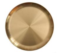 Élégant plateau rond en métal doré pour décoration de bureau, organiser vos bijoux et cosmétiques sans effort (26 cm)