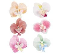 Élégant Plumeria Accessoires pour cheveux 6 pièces Pince à fleurs en tissu pour femme Tenue de vacances Mariage Coiffure Décoration Fleur Clip