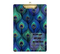 Élégant porte-bloc bleu plume de paon personnalisable pour ticket de police transparent pour enseignant infirmier, taille 9 x 12