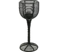 Elégant porte-bougie à chauffe-plat Design verre à vin Métal Noir Décoration de table Bougeoir Ø13cm H31,5cm