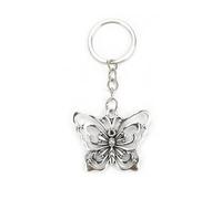 Élégant porte-clés avec pendentif papillon vintage en acier inoxydable, porte-clés personnalisé, cadeau pour femme, cadeau d'anniversaire ou petit cadeau, cadeau de courage, argenté, S