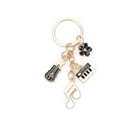 Élégant porte-clés en acier inoxydable avec pendentif piano et notes de guitare, cadeau pour les amateurs de musique, bonne amie, maman ou pour un mariage, porte-clés pour femme, petite amie, argenté,