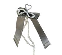 Élégant porte-clés en forme de cœur avec nœud en perles - Porte-clés unique en forme de nœud - Pendentif de sac fait à la main pour femme, Noir, 18*7cm