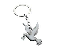 Élégant porte-clés en métal avec pendentif en forme de colombe de la paix - Accessoire de bijoux - Cadeau fonctionnel pour lui