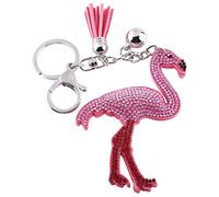 Élégant porte-clés flamant rose en cristal rose, porte-clés, pendentif de sac à main à breloque, décoration de sac à main porte-clés, artisanat
