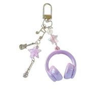 Élégant porte-clés note de musique chaîne de téléphone avec pendentif casque design pour sac à dos, accessoires de téléphone et idées cadeaux étudiants porte-clés accessoire, violet, Hanging rope