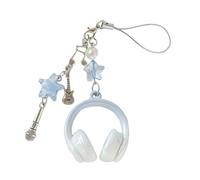 Élégant porte-clés note de musique chaîne de téléphone avec pendentif casque design pour sac à dos, accessoires de téléphone et idées cadeaux étudiants porte-clés accessoire, bleu, Hanging rope