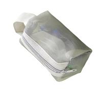 Élégant porte-monnaie en maille de nylon transparent avec fermeture éclair pour clés et écouteurs avec grande capacité, gris clair